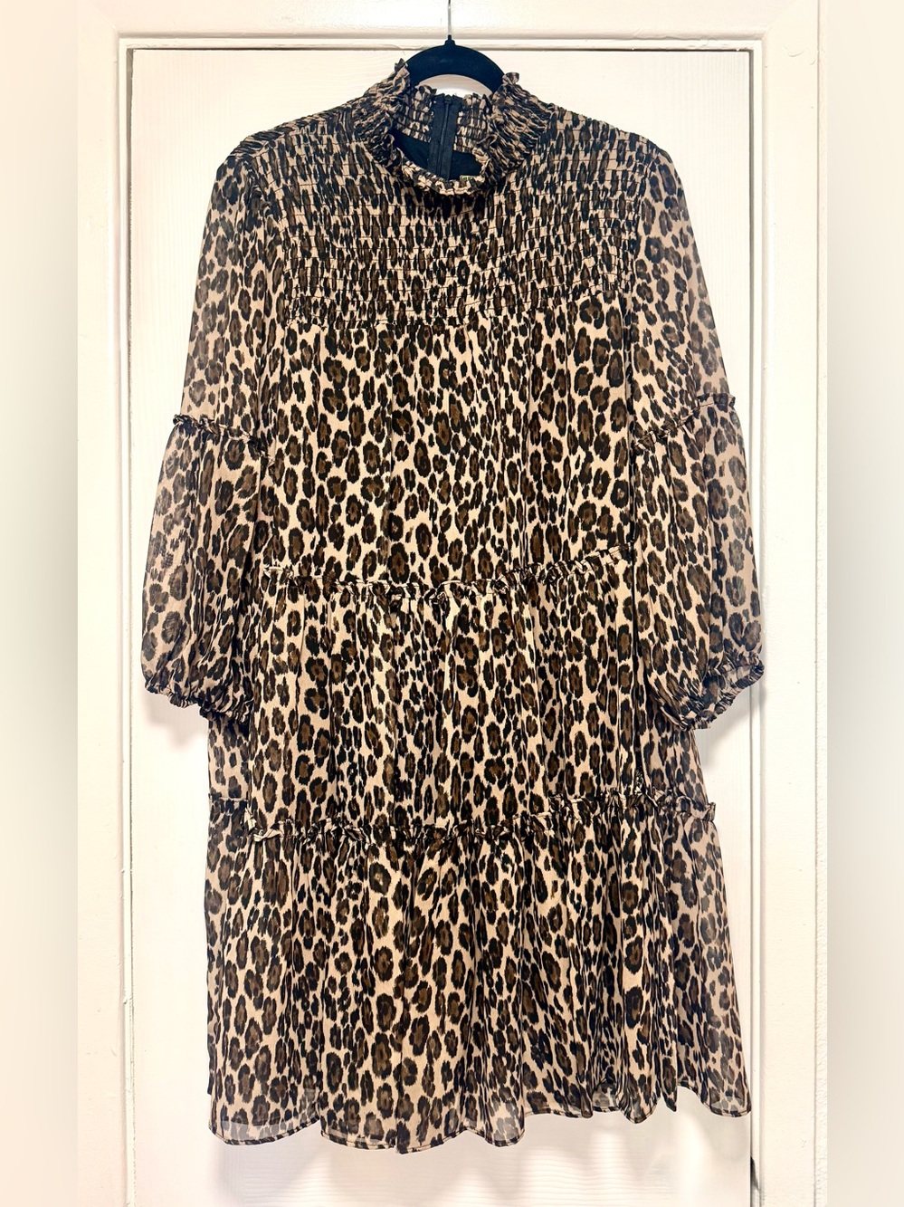 Taylor Leopard Print Tiered Dress in Brown and Black
